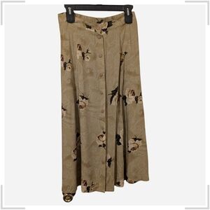 Pre-owned Vintage Floral Beige Maxi Skirt